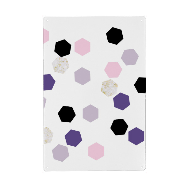 Metall Poster "Geometric Hexagons Violet Marble 2" artboxONE - Abstrakt,Geometrie,Ultraviolet,Marmor