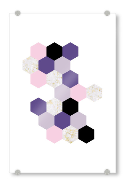 Acrylglasbild "Geometric Hexagons Violet Marble" artboxONE - Abstrakt,Geometrie,Ultraviolet,Marmor