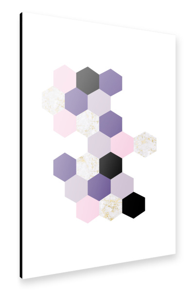 Alu-Dibond "Geometric Hexagons Violet Marble" 30x20 cm artboxONE