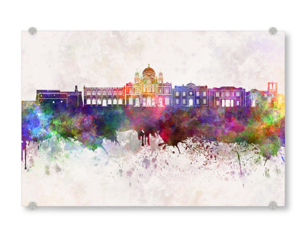 Acrylglasbild "Heraklion skyline in watercolor" artboxONE - Städte,Reise,Abstrakt,Architektur