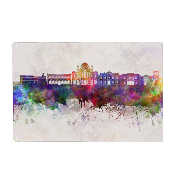 Holzbild "Heraklion skyline in watercolor" artboxONE - Städte,Reise,Abstrakt,Architektur