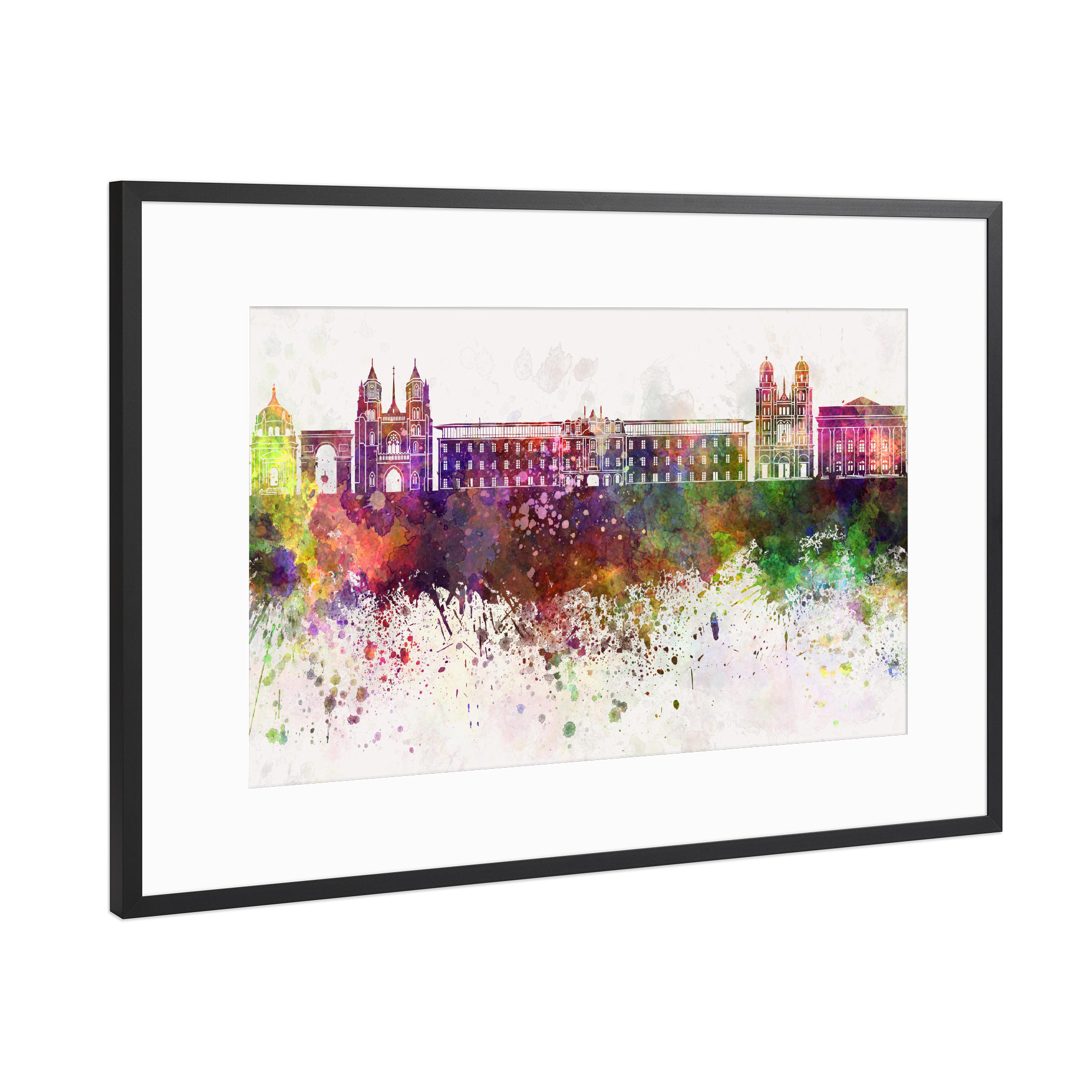 Poster mit Rahmen Schwarz (Metallic) "Dijon skyline in watercolor" artboxONE - Städte,Reise,Abstrakt,Architektur