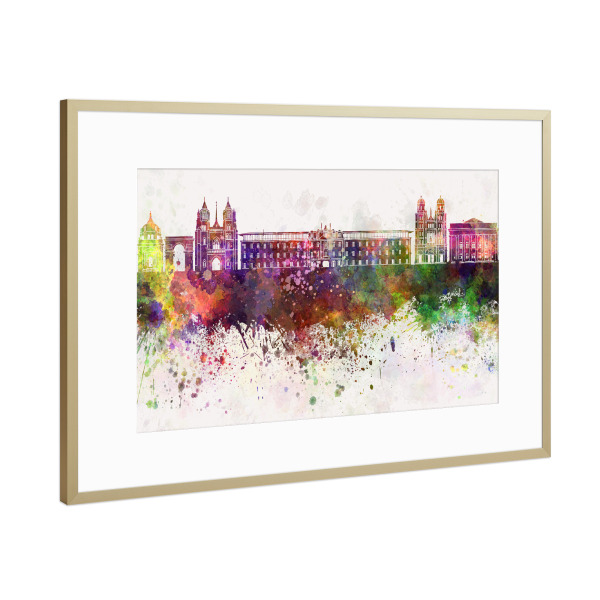 Poster mit Rahmen Gold "Dijon skyline in watercolor" artboxONE - Städte,Reise,Abstrakt,Architektur