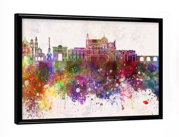 Poster mit schwarzem Rahmen "Cordoba skyline in watercolor" artboxONE - Städte,Reise,Abstrakt,Architektur