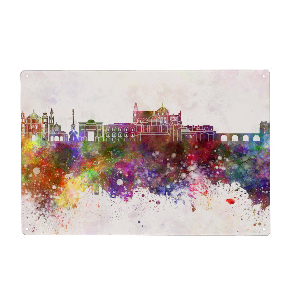 Holzbild "Cordoba skyline in watercolor" artboxONE - Städte,Reise,Abstrakt,Architektur