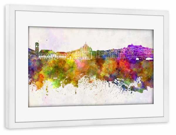 Poster mit Rahmen weiß "Coimbra skyline in watercolor" artboxONE - Städte,Reise,Abstrakt,Architektur