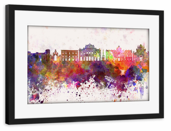 Poster mit Rahmen schwarz "Catania skyline in watercolor" artboxONE - Städte,Reise,Abstrakt,Architektur