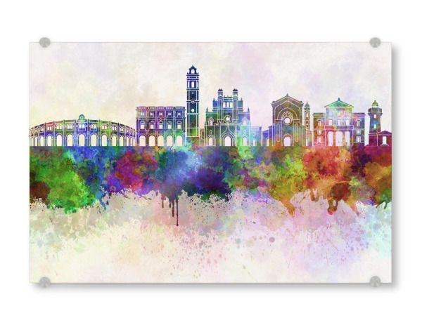 Acrylglasbild "Castellon skyline in watercolor" artboxONE - Städte,Reise,Abstrakt,Architektur