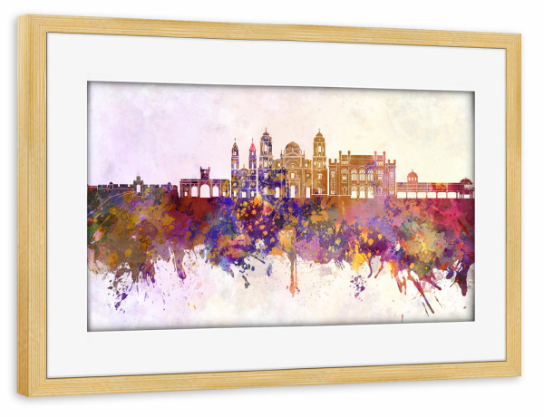 Poster mit Rahmen kiefer "Cadiz skyline in watercolor" artboxONE - Städte,Reise,Abstrakt,Architektur