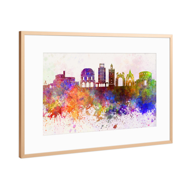 Poster mit Rahmen Kupfer "Brescia skyline in watercolor" artboxONE - Städte,Reise,Abstrakt,Architektur