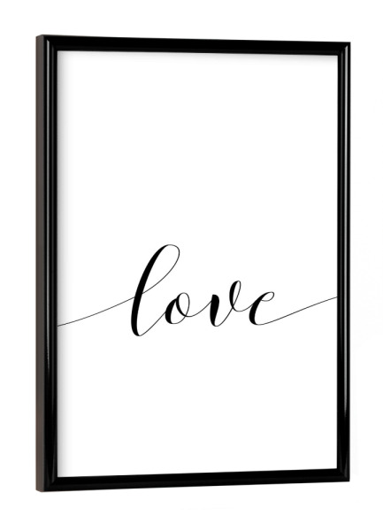 Poster mit schwarzem Rahmen "Love x" artboxONE - Typografie,Schwarzweiß - Love,Love quote,Script font,Valentines tag