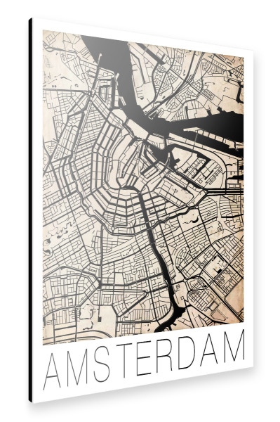 Alu-Dibond "Retro Map Amsterdam" 30x20 cm artboxONE