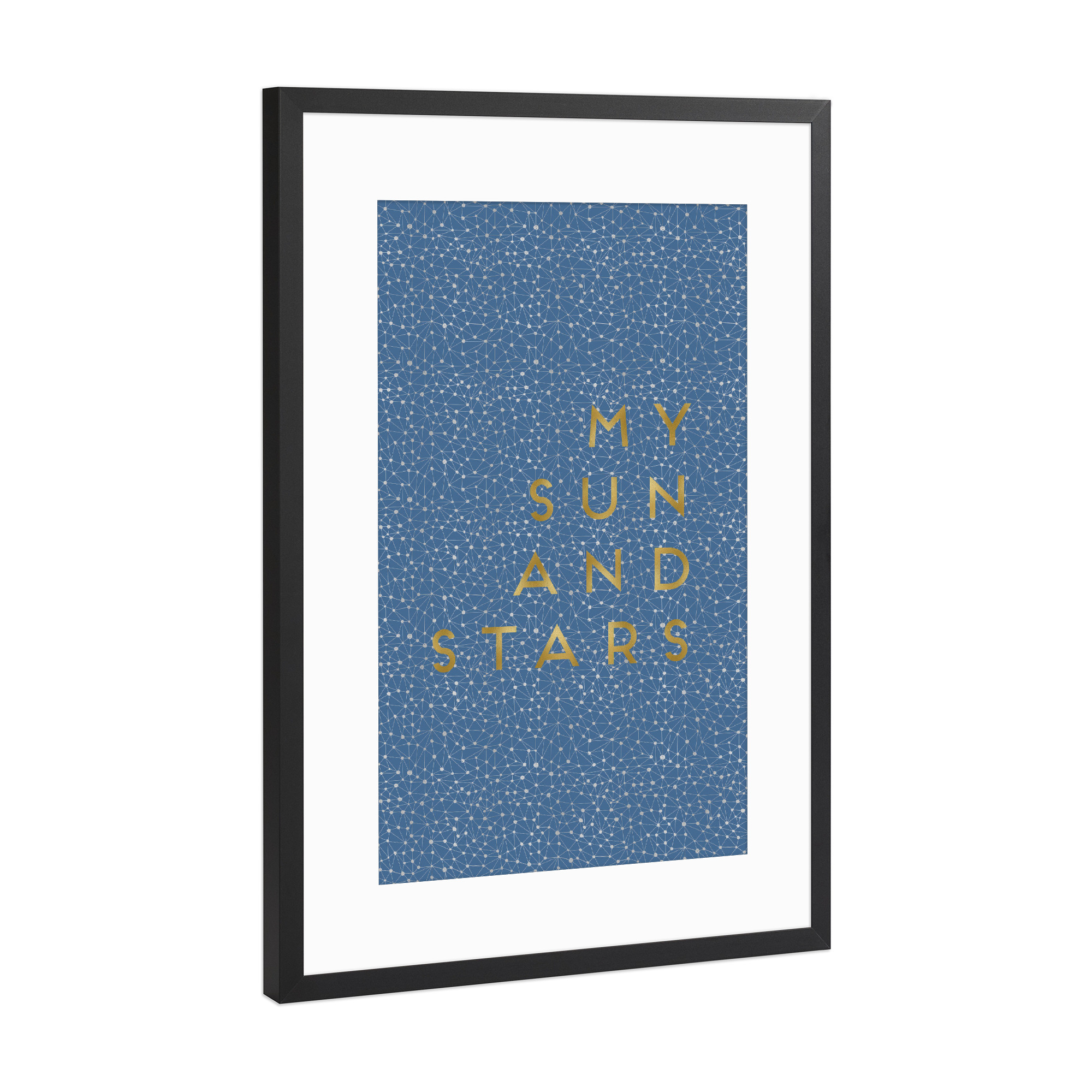 Poster mit Rahmen Schwarz (Metallic) "My Sun And Stars" artboxONE - Typografie,Natur,Abstrakt,Geometrie,Liebe,Galaxy