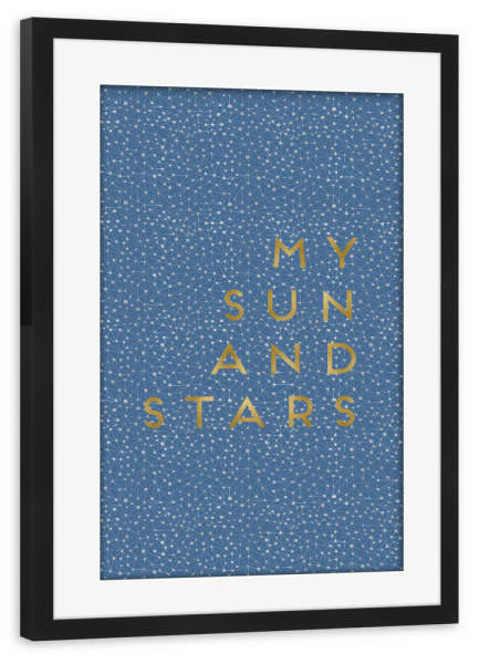 Poster mit Rahmen schwarz "My Sun And Stars" artboxONE - Typografie,Natur,Abstrakt,Geometrie,Liebe,Galaxy