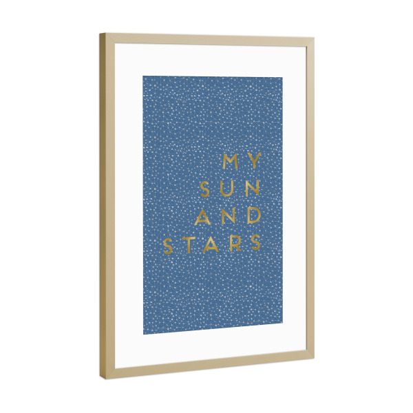 Poster mit Rahmen Gold "My Sun And Stars" artboxONE - Typografie,Natur,Abstrakt,Geometrie,Liebe,Galaxy