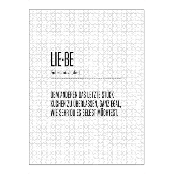 Puzzle Ravensburger "Lie-be" artboxONE - Typografie,Essen & Trinken,Schwarzweiß,Liebe,Lustig