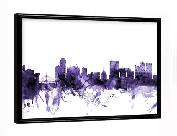 Poster mit schwarzem Rahmen "Winnipeg Canada Skyline 2" artboxONE - Städte,Reise,Ultraviolet,Städte / Weitere