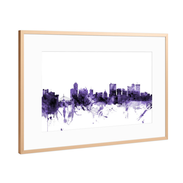 Poster mit Rahmen Kupfer "Winnipeg Canada Skyline 2" artboxONE - Städte,Reise,Ultraviolet,Städte / Weitere