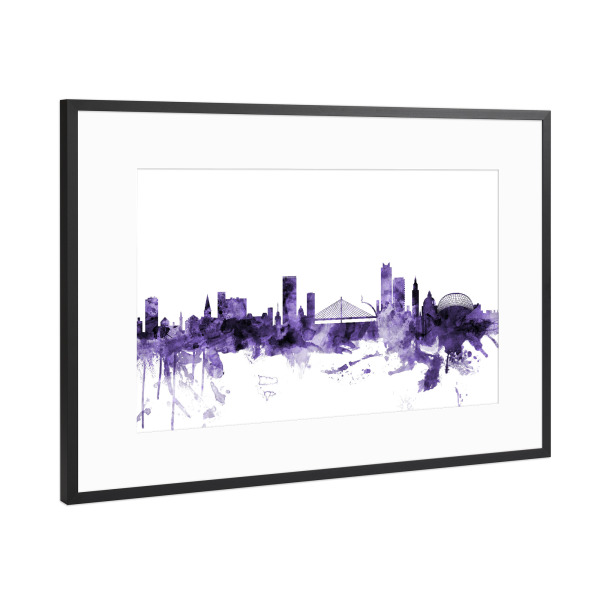 Poster mit Rahmen Schwarz (Metallic) "Liege Belgium Skyline" artboxONE - Städte,Reise,Ultraviolet,Städte / Weitere