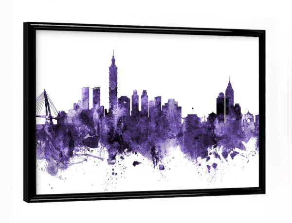 Poster mit schwarzem Rahmen "Taipei Taiwan Skyline" artboxONE - Städte,Reise,Ultraviolet,Städte / Weitere