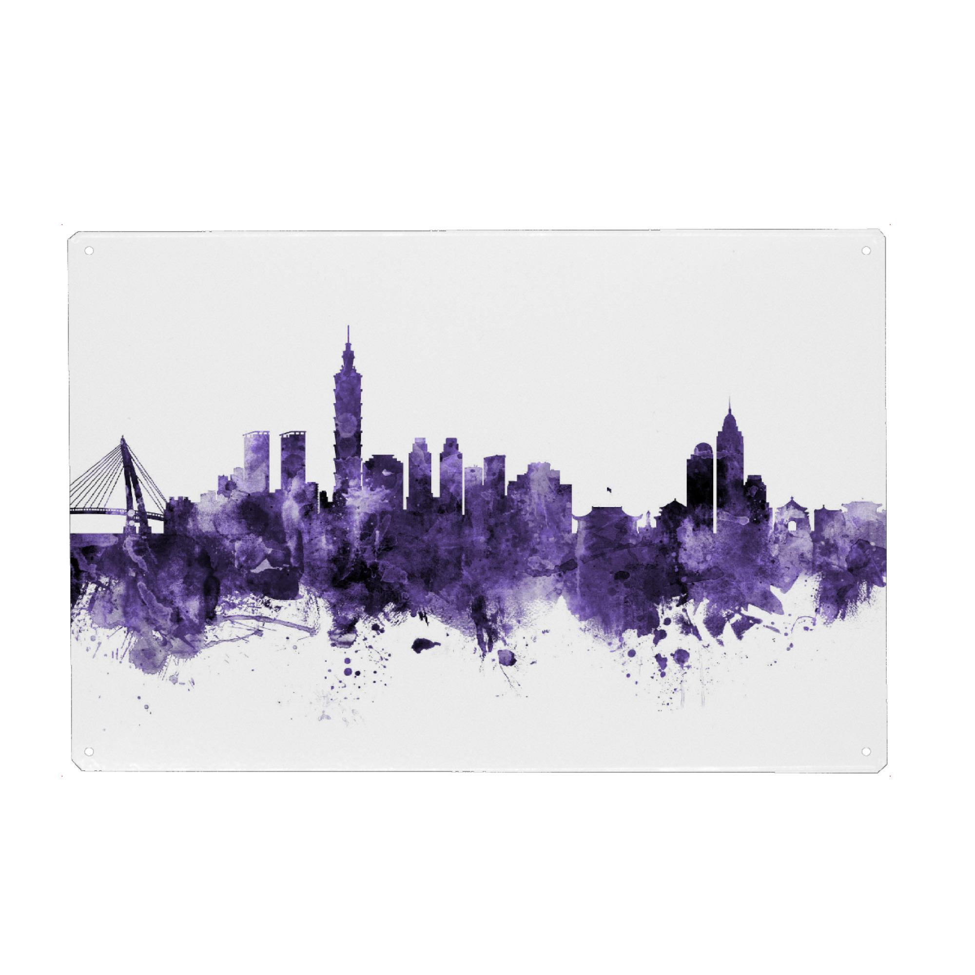 Holzbild "Taipei Taiwan Skyline" artboxONE - Städte,Reise,Ultraviolet,Städte / Weitere