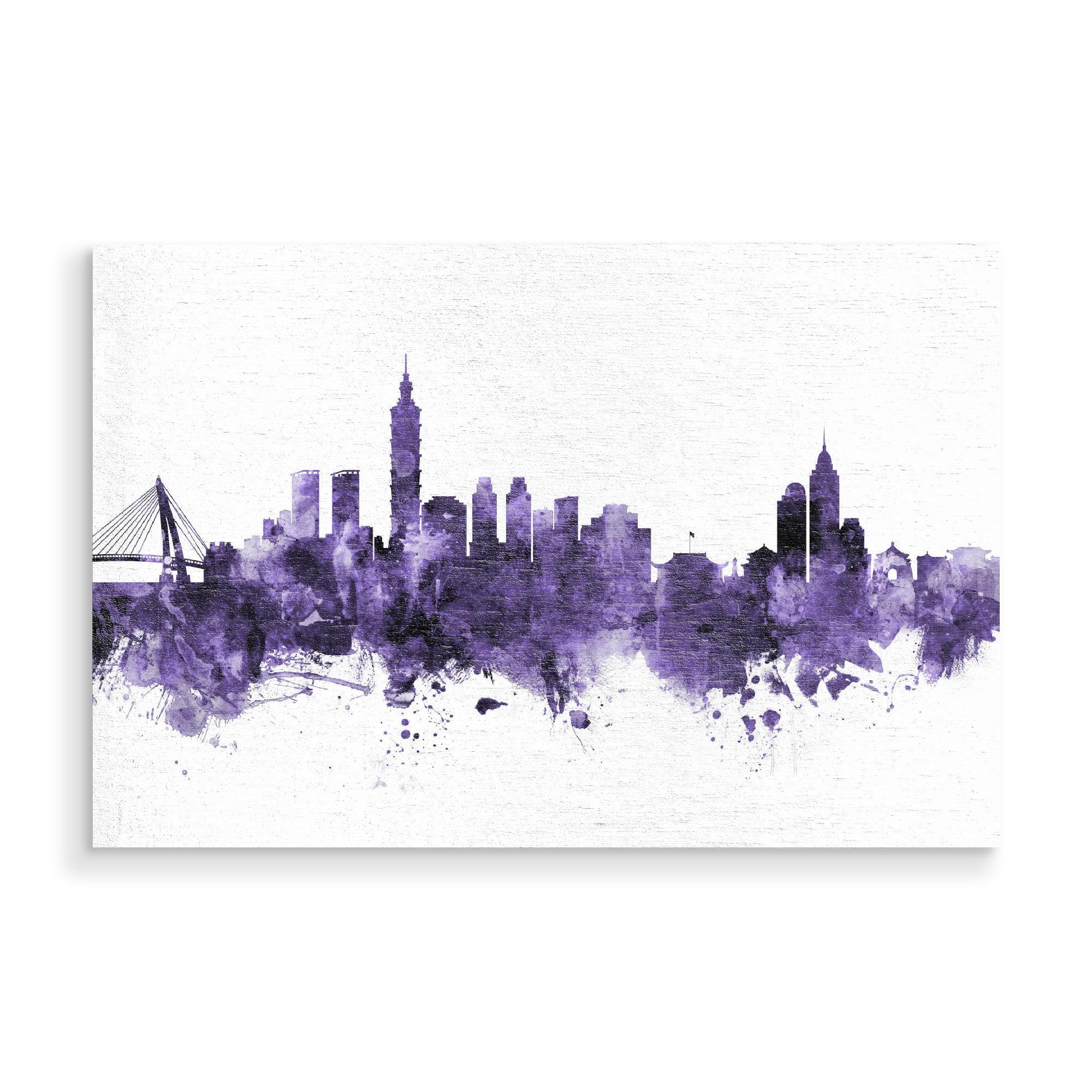 Holzbild "Taipei Taiwan Skyline" artboxONE - Städte,Reise,Ultraviolet,Städte / Weitere