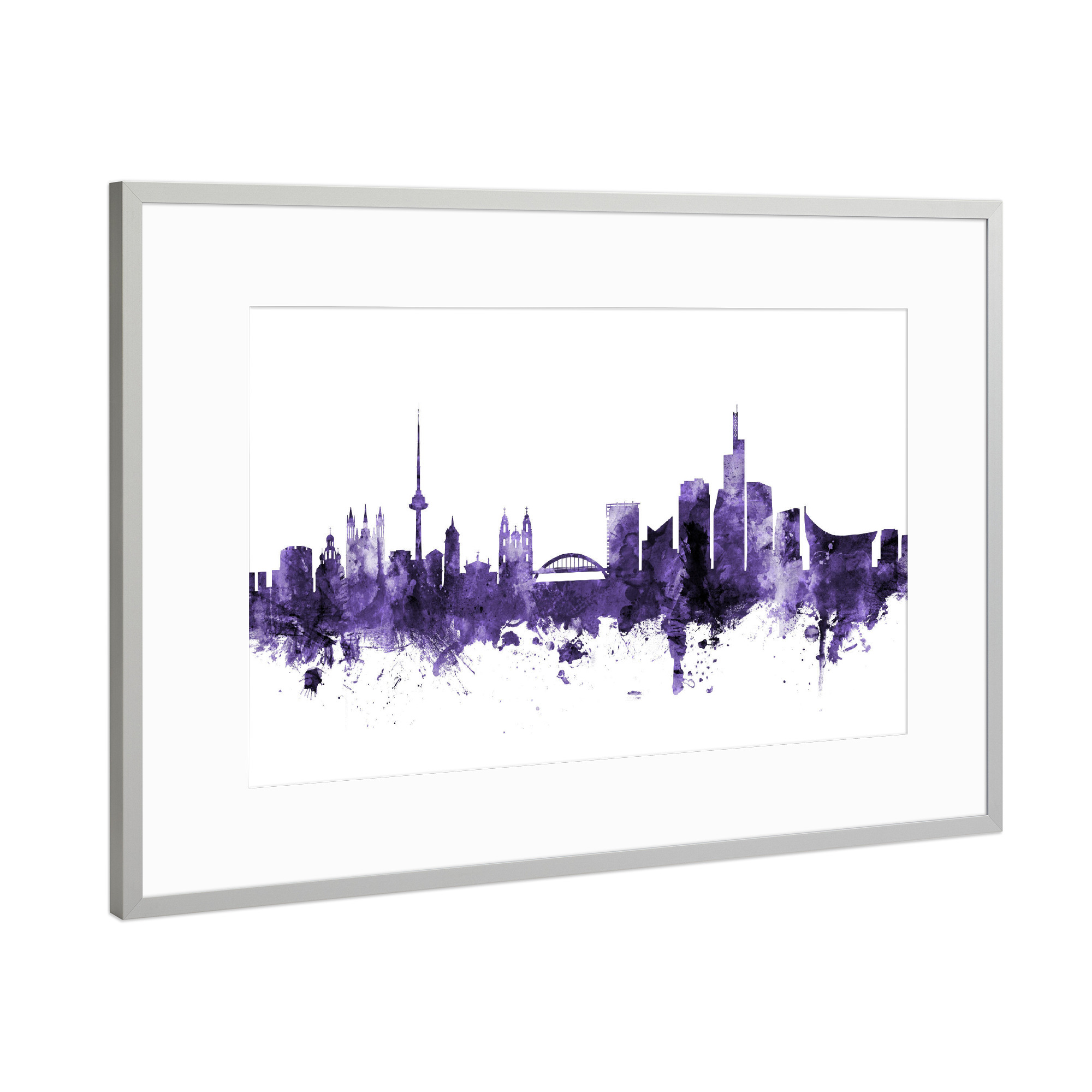 Poster mit Rahmen Silber "Vilnius Lithuania Skyline" artboxONE - Städte,Reise,Ultraviolet,Städte / Weitere