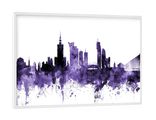 Poster mit weißem Rahmen "Warsaw Poland Skyline 2" artboxONE - Städte,Reise,Ultraviolet,Städte / Weitere