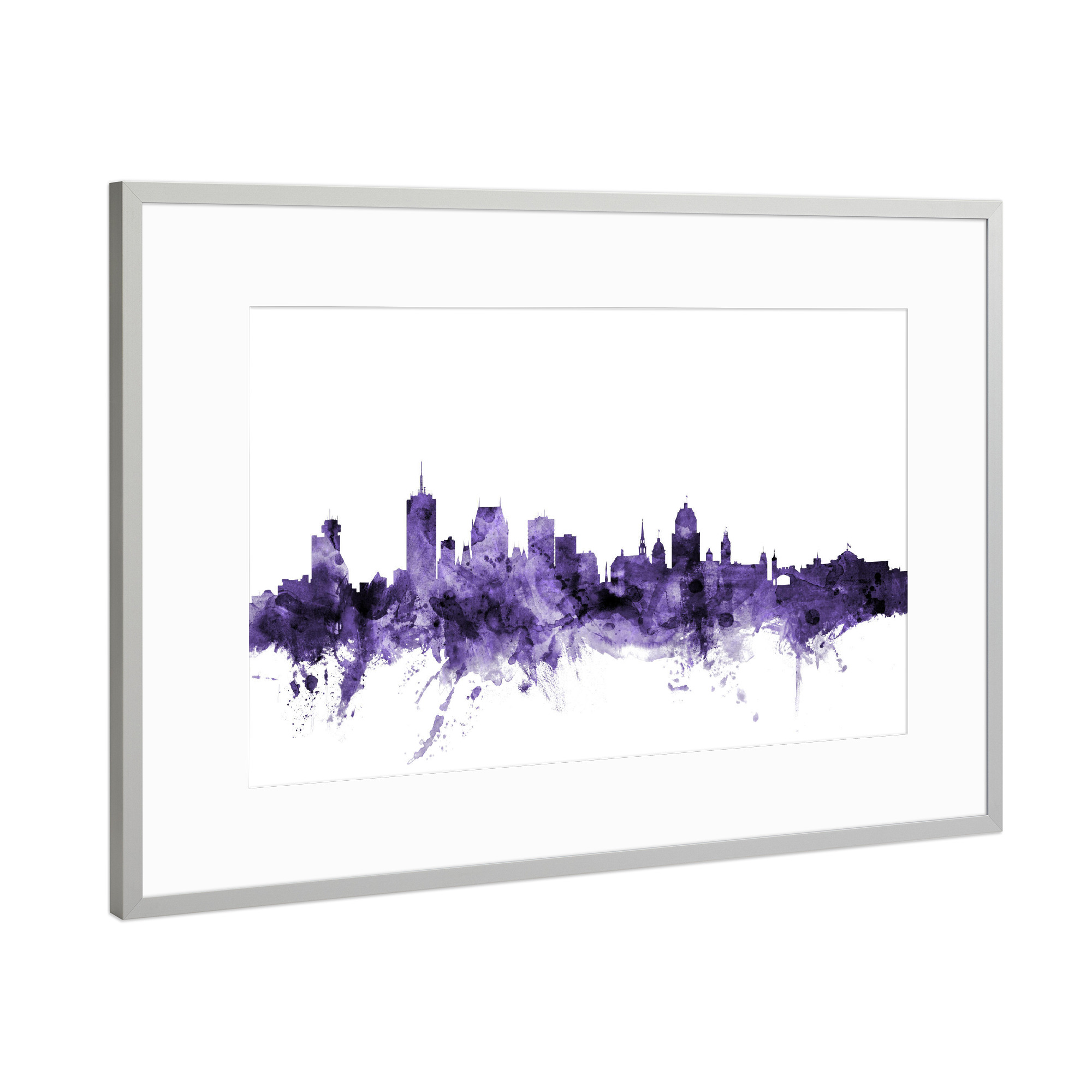 Poster mit Rahmen Silber "Quebec Canada Skyline" artboxONE - Städte,Reise,Ultraviolet,Städte / Weitere