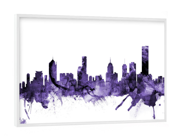 Poster mit weißem Rahmen "Melbourne Skyline" artboxONE - Städte,Reise,Ultraviolet,Städte / Weitere