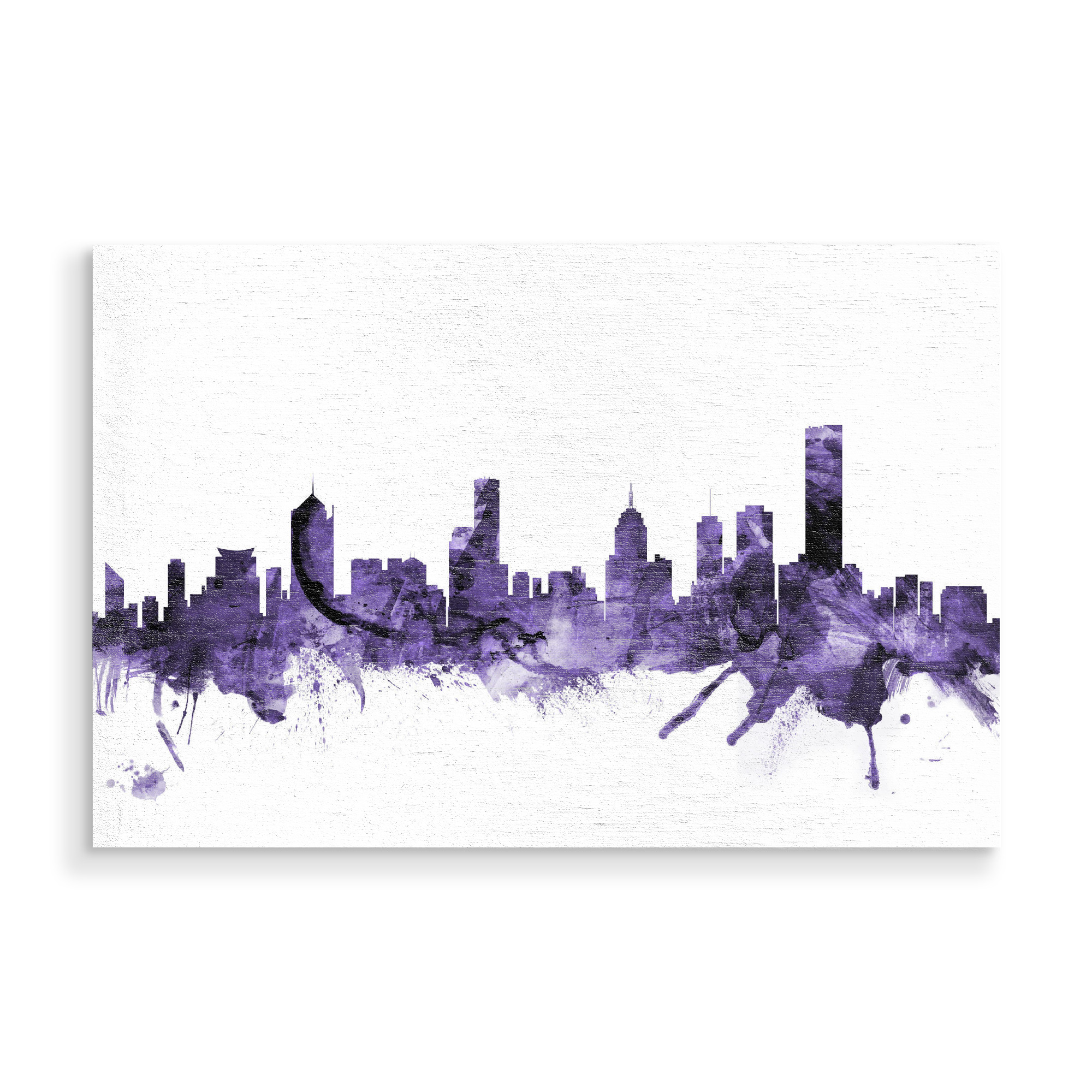 Holzbild "Melbourne Skyline" artboxONE - Städte,Reise,Ultraviolet,Städte / Weitere