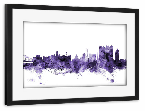 Poster mit Rahmen schwarz "Calcutta (Kolkata) India Skyline" artboxONE - Städte,Reise,Ultraviolet,Städte / Weitere