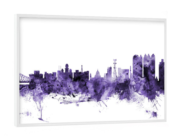 Poster mit weißem Rahmen "Calcutta (Kolkata) India Skyline" artboxONE - Städte,Reise,Ultraviolet,Städte / Weitere