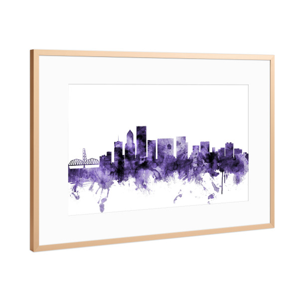 Poster mit Rahmen Kupfer "Portland Oregon Skyline" artboxONE - Städte,Reise,Ultraviolet,Städte / Weitere