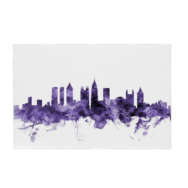Holzbild "Atlanta Georgia Skyline" artboxONE - Städte,Reise,Ultraviolet,Städte / Weitere