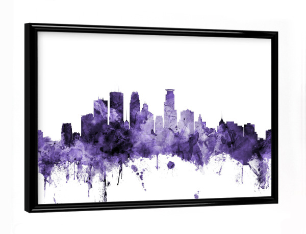 Poster mit schwarzem Rahmen "Minneapolis Minnesota Skyline 2" artboxONE - Städte,Reise,Ultraviolet,Städte / Weitere
