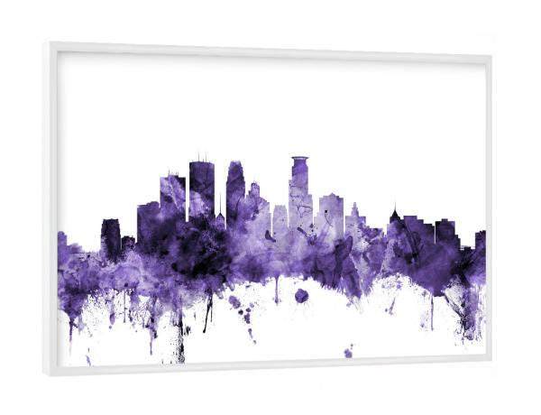 Poster mit weißem Rahmen "Minneapolis Minnesota Skyline 2" artboxONE - Städte,Reise,Ultraviolet,Städte / Weitere