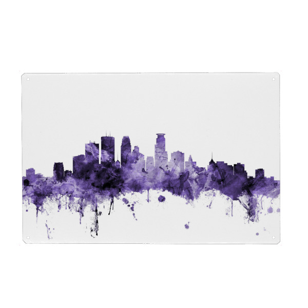 Holzbild "Minneapolis Minnesota Skyline 2" artboxONE - Städte,Reise,Ultraviolet,Städte / Weitere