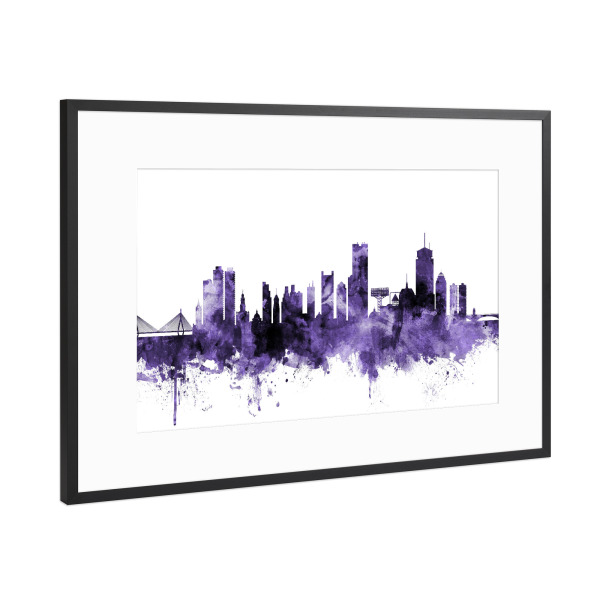 Poster mit Rahmen Schwarz (Metallic) "Boston Massachusetts Skyline" artboxONE - Städte,Reise,Ultraviolet,Städte / Boston