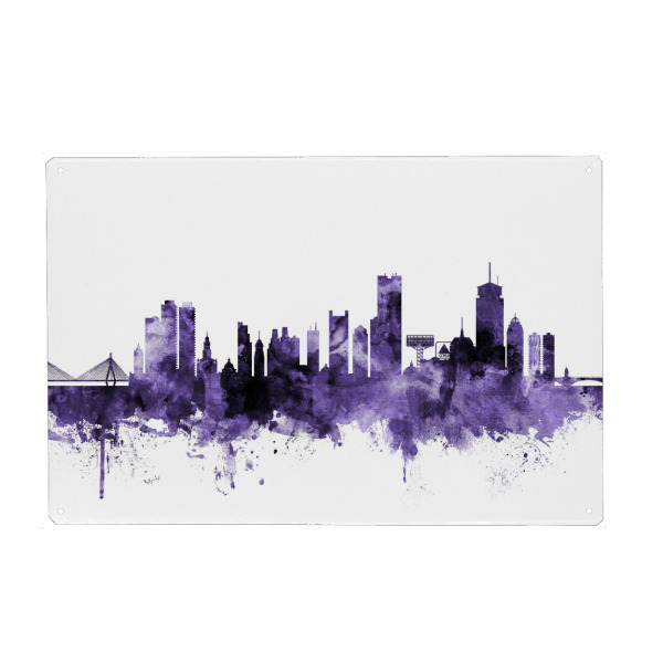 Metall Poster "Boston Massachusetts Skyline" artboxONE - Städte,Reise,Ultraviolet,Städte / Boston
