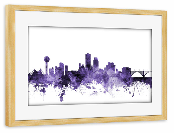 Poster mit Rahmen kiefer "Knoxville Tennessee Skyline" artboxONE - Städte,Reise,Ultraviolet,Städte / Weitere