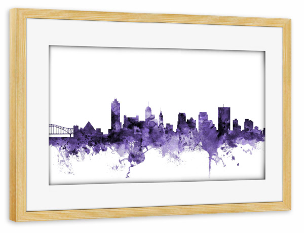 Poster mit Rahmen kiefer "Memphis Tennessee Skyline" artboxONE - Städte,Reise,Ultraviolet,Städte / Weitere