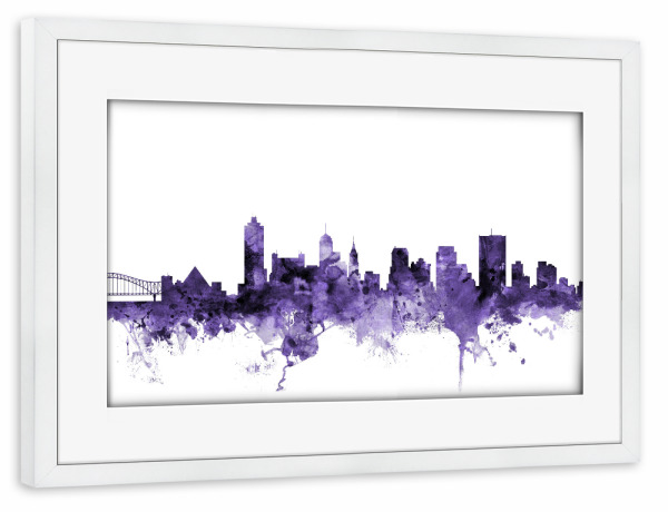 Poster mit Rahmen weiß "Memphis Tennessee Skyline" artboxONE - Städte,Reise,Ultraviolet,Städte / Weitere
