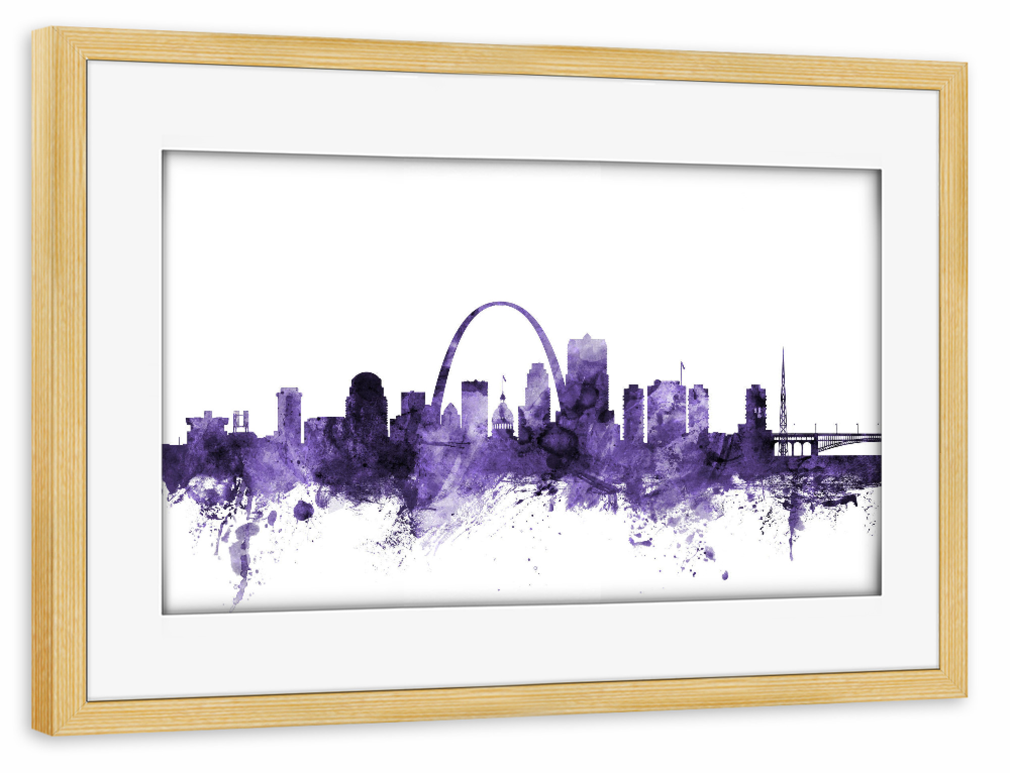 Poster mit Rahmen kiefer "St Louis Missouri Skyline" artboxONE - Städte,Reise,Ultraviolet,Städte / Weitere