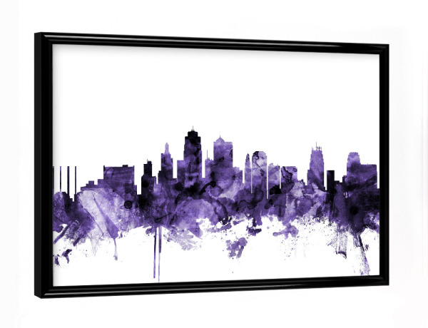 Poster mit schwarzem Rahmen "Kansas City Skyline" artboxONE - Städte,Reise,Ultraviolet,Städte / Weitere