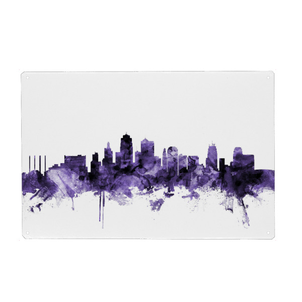 Metall Poster "Kansas City Skyline" artboxONE - Städte,Reise,Ultraviolet,Städte / Weitere
