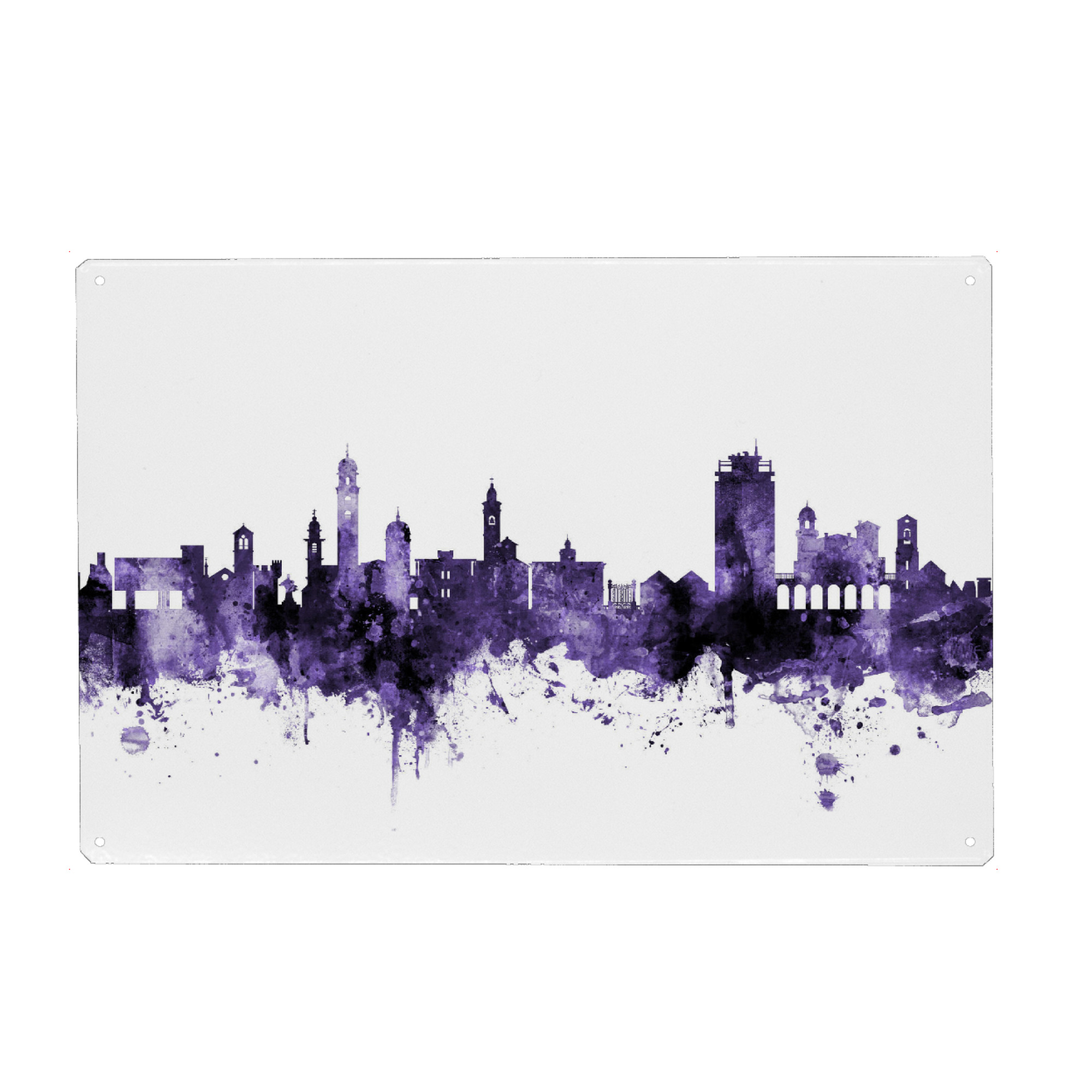 Holzbild "Lugano Switzerland Skyline 3" artboxONE - Städte,Reise,Ultraviolet,Städte / Weitere