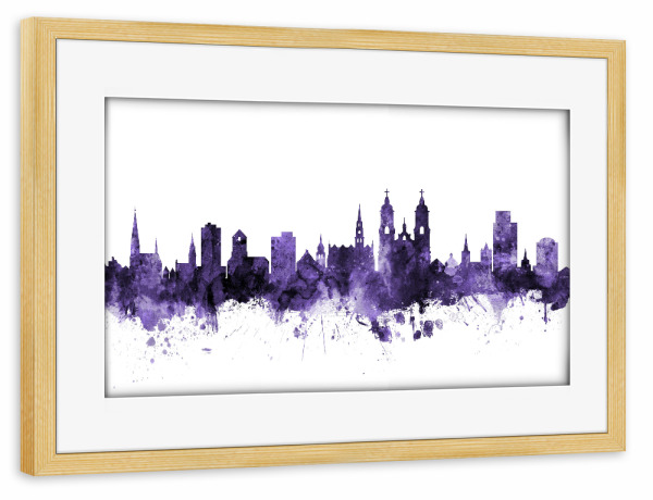 Poster mit Rahmen kiefer "St Gallen Switzerland Skyline 3" artboxONE - Städte,Reise,Ultraviolet,Städte / Weitere