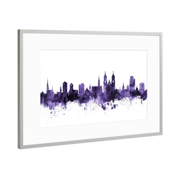 Poster mit Rahmen Silber "St Gallen Switzerland Skyline 3" artboxONE - Städte,Reise,Ultraviolet,Städte / Weitere