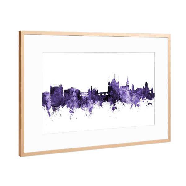 Poster mit Rahmen Kupfer "Thun Switzerland Skyline 3" artboxONE - Städte,Reise,Ultraviolet,Städte / Weitere